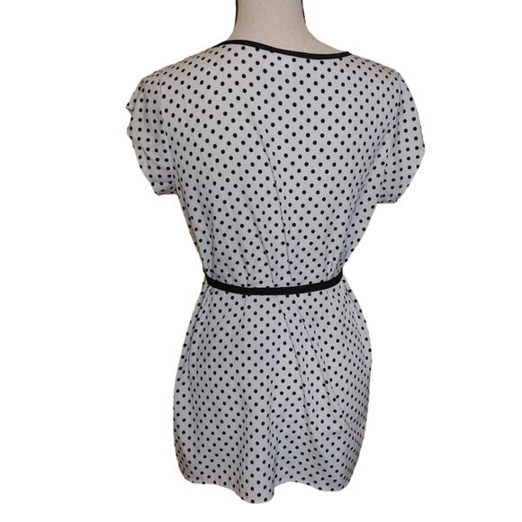 Two Hearts Maternity Size Small Maternity Short Dress Polka Dot White Black Tuni - Picture 5 of 14